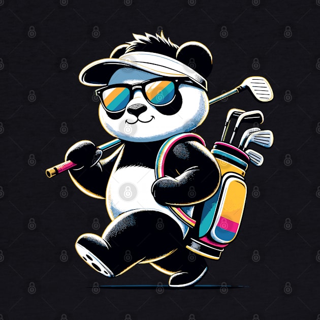 Golf Novelty Panda in Sunglasses Golfing Funny Golf by KsuAnn